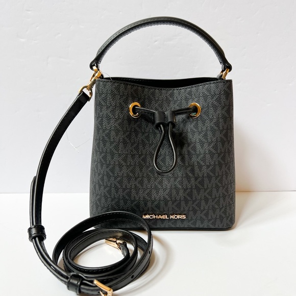 Michael Kors Suri MINI Bucket Crossbody Bag MK Black - Picture 5 of 13